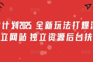 男粉计划2025  全新玩法打爆流量 独立网站 独立资源后台扶持【揭秘】