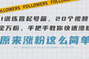 AI训练营起号篇，20个视频搞定万粉，手把手教你快速涨粉