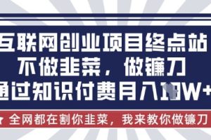互联网创业尽头-不做韭菜，做镰刀，通过知识付费月入10个【揭秘】