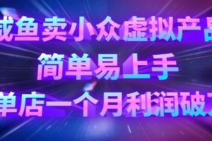 咸鱼卖小众虚拟产品，简单易上手，单店一个月利润破W