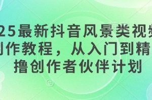 2025最新抖音风景类视频手机制作教程，从入门到精通，撸创作者伙伴计划