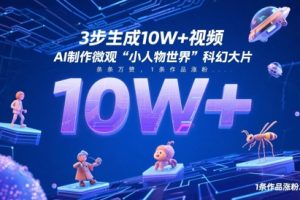 3步生成10W+视频，AI制作微观“小人物世界”科幻大片，条条万赞，1条作品涨粉2.3W