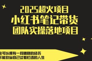 2025超火项目，副业最佳选择，小红书笔记带货团队实操落地项目，，轻松日入5张