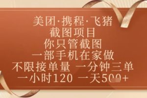 飞猪美团截图项目，你只管截图，一部手机在家做，正规平台无套路，一天5张+【揭秘】