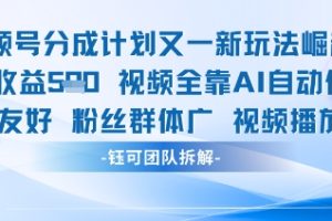 视频号分成计划又一新玩法火爆日均收益5张