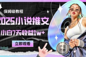 2025小说推文最新玩法，推文保姆级教程，小白7天收益1w+