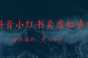抖音小红书卖虚拟资料，市场需求一直存在，矩阵操作，月入1w+