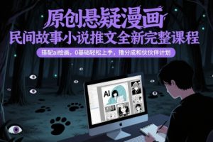 原创悬疑漫画民间故事小说推文全新完整课程， 搭配ai绘画，0基础轻松上手，撸分成和伙伴计划