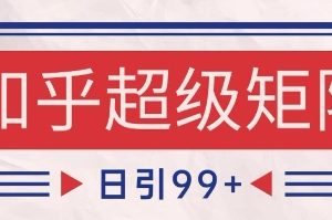 知乎超级矩阵玩法引流高质量精准粉SEO覆盖，日变现1k+【揭秘】