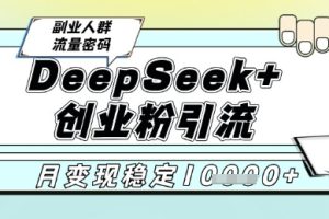 DeepSeek+创业粉精准引流，全新分享课4.0玩法，AI矩阵日引300+，多种变现方式，稳定月入1W