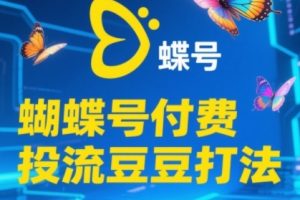 2025蝴蝶号付费投流豆豆打法，助新手快速掌握付费流量撬动自然流的核心玩法