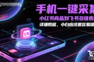 手机一键采集小红书商品到飞书多维表格，详细教程，小白应该很容易操作