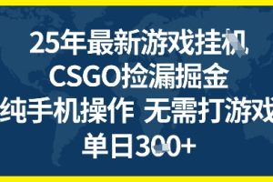 25年CSGO游戏搬砖，全自动挂G，不需要玩游戏，手机操作日入3张+【揭秘】