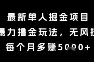 最新单人掘金项目，暴力撸金玩法，无风控，每个月多挣5k+【揭秘】