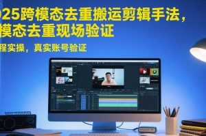 2025跨模态去重搬运剪辑手法，跨模态去重现场验证 +全程实操，真实账号验证