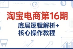 淘宝电商第16期，底层逻辑解析+核心操作教程，运营、推广提升能力的必学课程+配套资料
