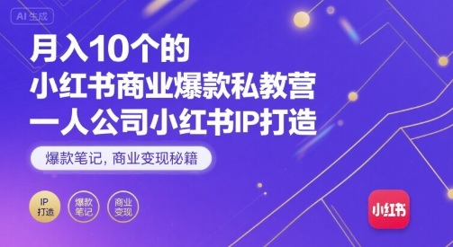 月入10个的小红书商业爆款私教营,一人公司小红书IP打造,爆款笔记,商业变现秘籍插图 月入10个的小红书商业爆款私教营,一人公司小红书IP打造,爆款笔记,商业变现秘籍