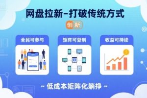 网盘拉新-打破传统方式，低成本矩阵化躺挣，全民可参与、矩阵可复制、收益可持续【揭秘】