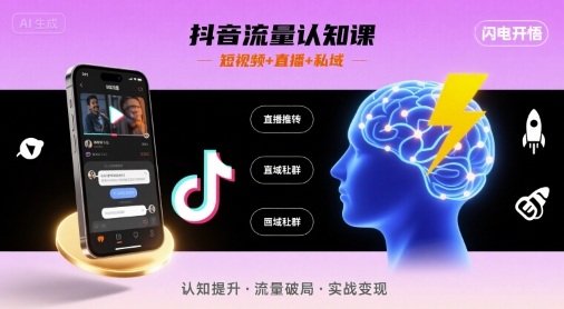 抖音流量认知课,短视频+直播+私域,认知提升,闪电开悟插图 抖音流量认知课,短视频+直播+私域,认知提升,闪电开悟