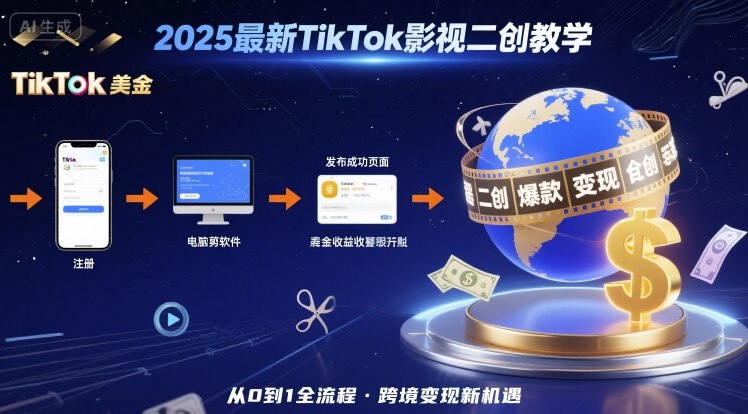 2025年最新TikTok影视二创教学,从注册到发布撸美金全流程,跨境变现新机遇插图 2025年最新TikTok影视二创教学,从注册到发布撸美金全流程,跨境变现新机遇