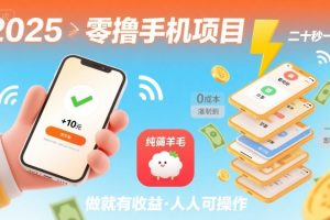 2025年零撸手机项目，二十秒一单，纯薅羊毛 一天2张+做就有【揭秘】