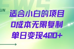 适合小白的项目0成本无限复制单日变现4张+