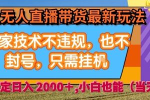 淘宝无人直播带货最新玩法，独家技术不违规，也不封号，全自动运行，只需挂着，  稳定日入2k【揭秘】