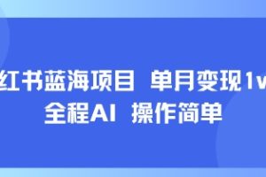 小红书蓝海项目 单月变现1w+ 全程AI 操作简单