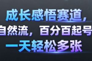 成长感悟赛道，纯自然流，百分百起号率 一天轻松多张