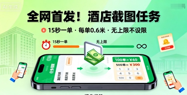 全网首发!酒店截图任务,15秒一单,每单0.6米,任务无上限不设限,矩阵操作单日3张到手【揭秘】插图 全网首发!酒店截图任务,15秒一单,每单0.6米,任务无上限不设限,矩阵操作单日3张到手【揭秘】