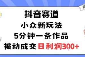 抖音赛道：小众新玩法，5分钟一条作品，被动成交，日利润3张