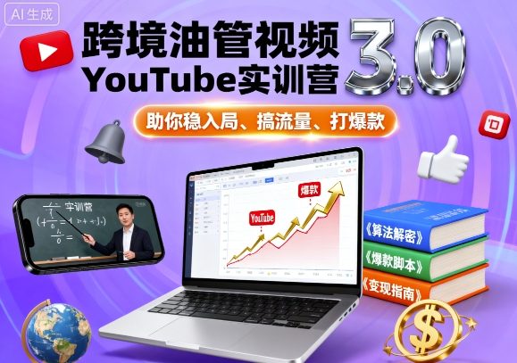 跨境油管视频YouTube实训营3.0,助你稳入局、搞流量、打爆款插图 跨境油管视频YouTube实训营3.0,助你稳入局、搞流量、打爆款