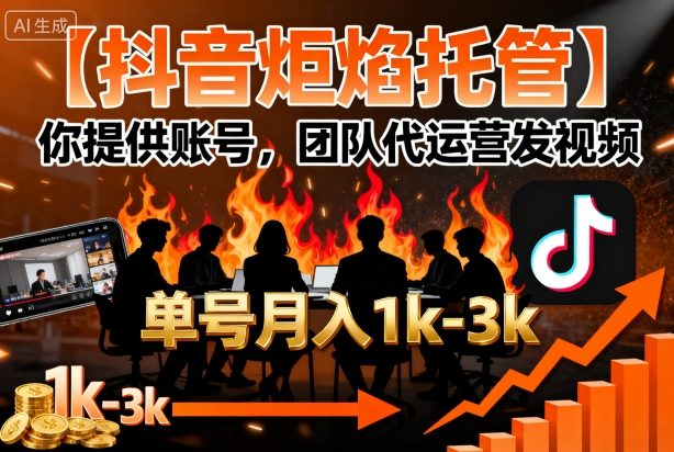 【抖音炬焰托管】你提供账号,团队代运营发视频,单号月入1k+【揭秘】插图 【抖音炬焰托管】你提供账号,团队代运营发视频,单号月入1k+【揭秘】