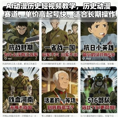 AI动漫历史短视频教学,历史动漫赛道,单价高起号快,适合长期操作插图 AI动漫历史短视频教学,历史动漫赛道,单价高起号快,适合长期操作