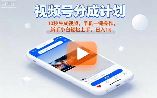 视频号分成计划懒人玩法,10秒生成视频,手机一键操作,新手小白轻松上手,日入1K【揭秘】插图 视频号分成计划懒人玩法,10秒生成视频,手机一键操作,新手小白轻松上手,日入1K【揭秘】