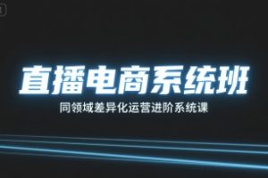 直播电商系统班，同领域差异化运营进阶系统课