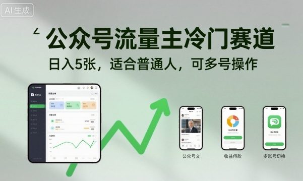 公众号流量主冷门赛道,日入5张,适合普通人,可多号操作插图 公众号流量主冷门赛道,日入5张,适合普通人,可多号操作