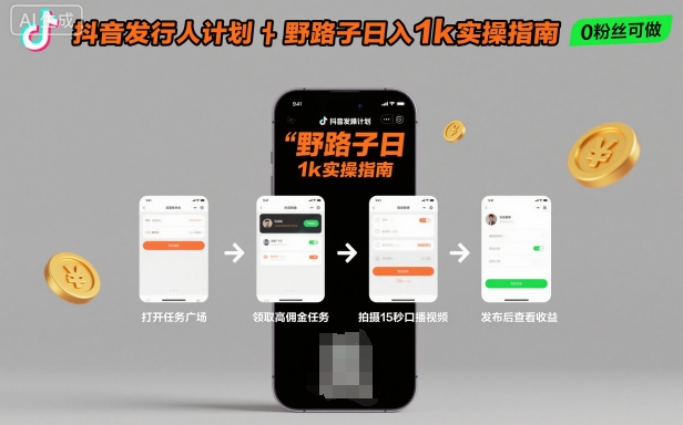 抖音发行人计划全新野路子玩法,随时随地,只要有手机,就能操作,日入1k+【揭秘】插图 抖音发行人计划全新野路子玩法,随时随地,只要有手机,就能操作,日入1k+【揭秘】