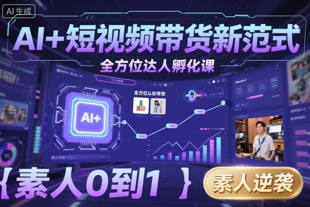 AI+短视频带货新范式全方位达人孵化课,素人也可以从0到1,全方位认知短视频带货插图 AI+短视频带货新范式全方位达人孵化课,素人也可以从0到1,全方位认知短视频带货