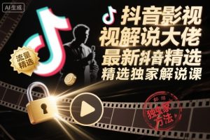 抖音影视解说大佬最新抖音进精选和独家方法，精选独家解说课